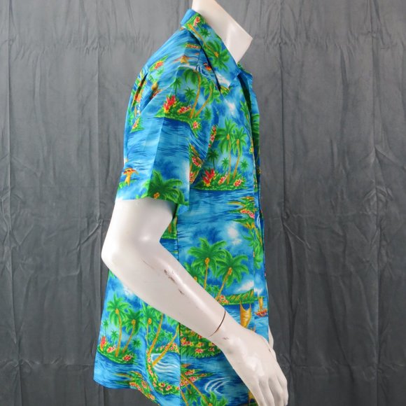 Vintage Hawaiian Aloha Shirt - Island Kon Tiki Pattern Royal Hawaiian - Medium - Picture 10 of 12